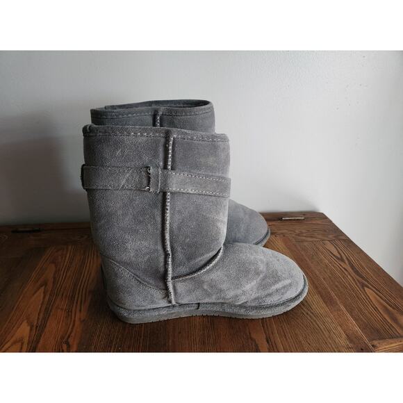 Bearpaw Val Short Gray Suede Women Fur lined Winter Boots sz 9 - Picture 3 of 6